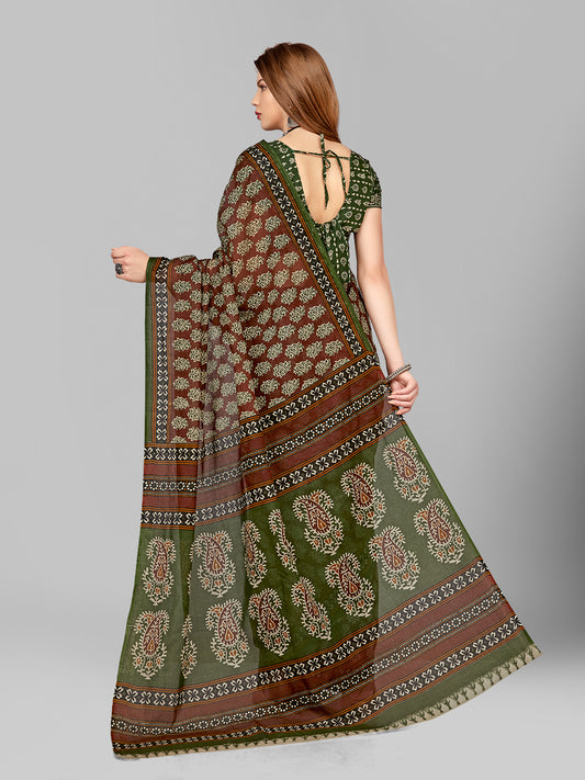 Pure Cotton Printed Mulmul Saree for Women with Blouse Piece