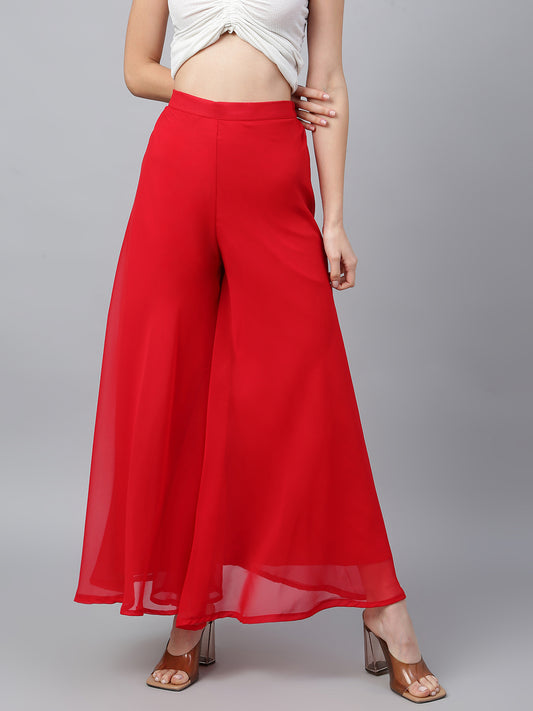 Women’s Freesize Georgette Flared Sharara Palazzo Pant with Lining