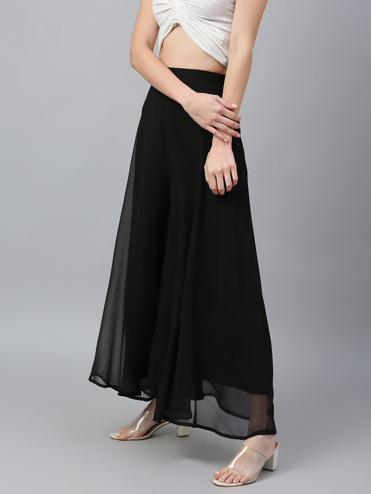Women’s Freesize Georgette Flared Sharara Palazzo Pant with Lining