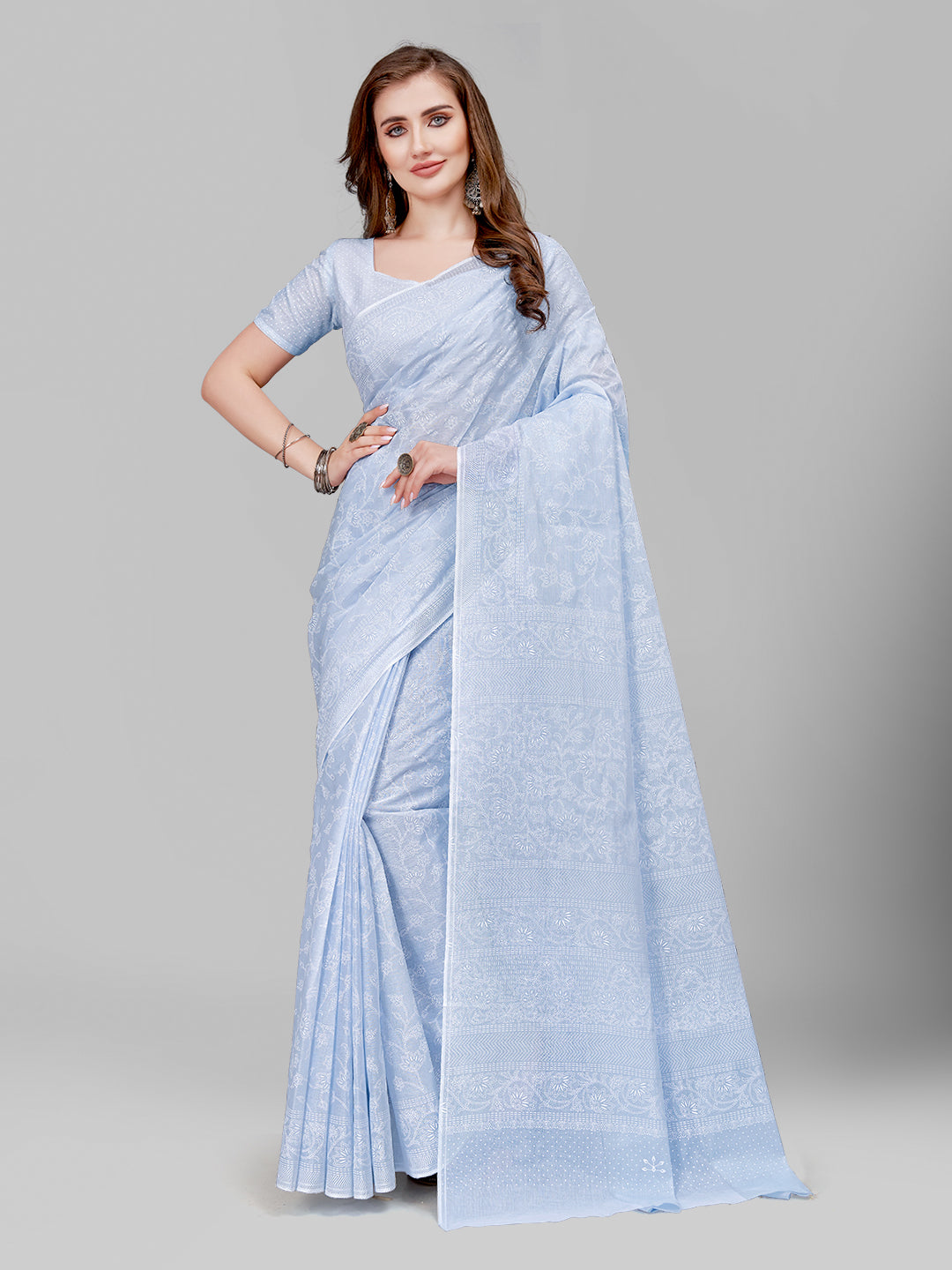 Pure Cotton Printed Mulmul Saree for Women with Blouse Piece