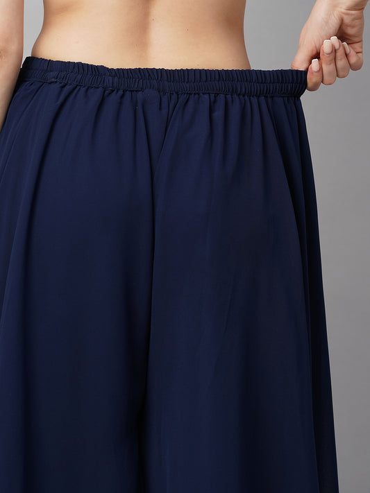 Women’s Freesize Georgette Flared Sharara Palazzo Pant with Lining