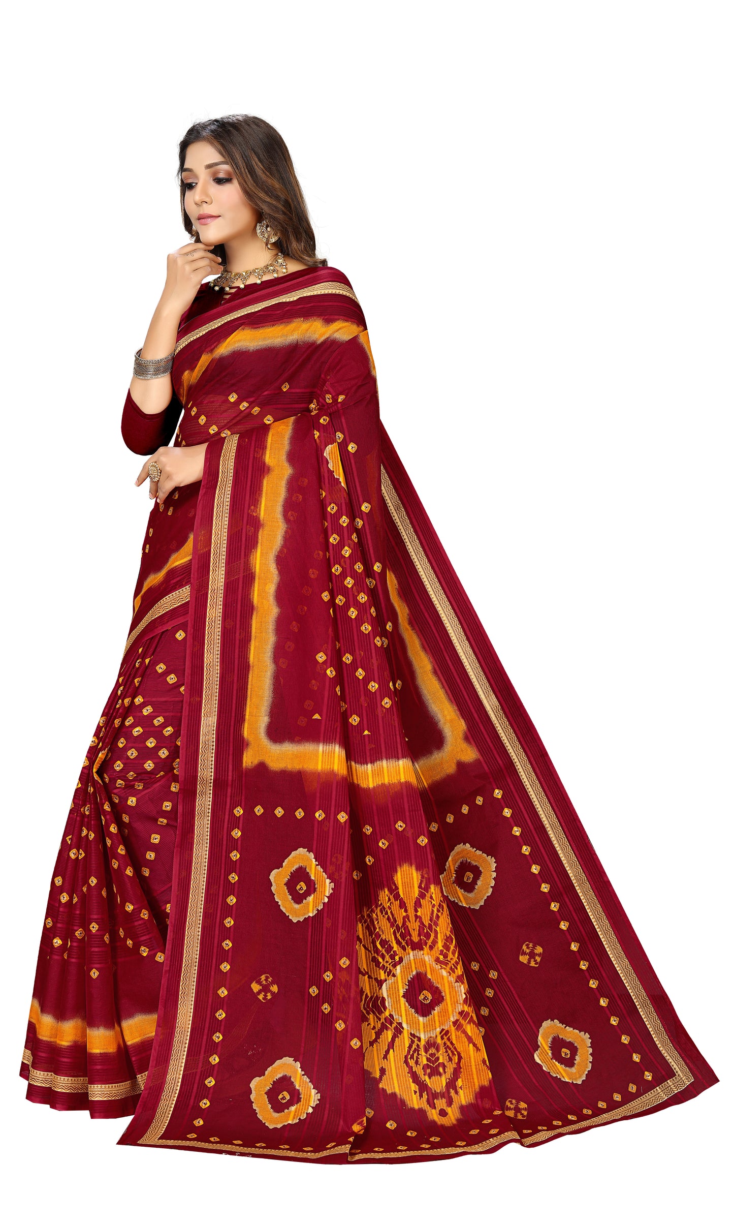 Cotton Printed Mul Mul Saree for Women without Blouse Piece
