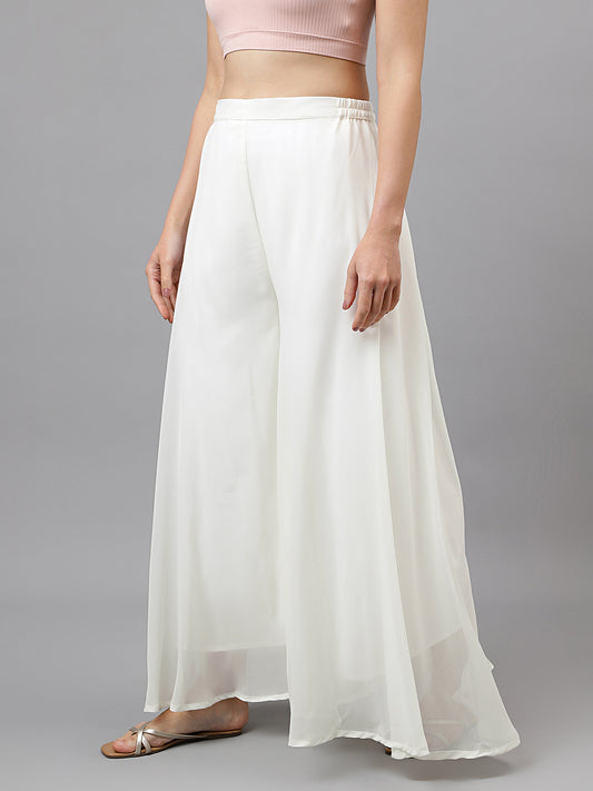 Women’s Freesize Georgette Flared Sharara Palazzo Pant with Lining