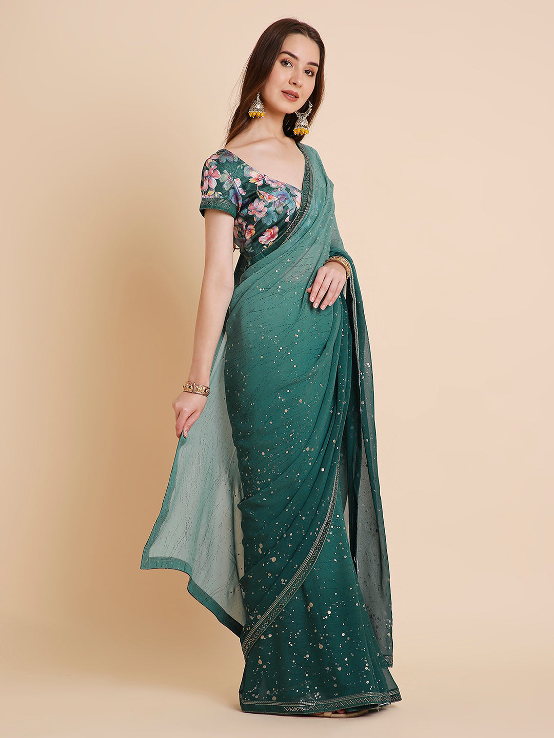 Georgette Tie-Dye Saree with Printed Blouse Piece
