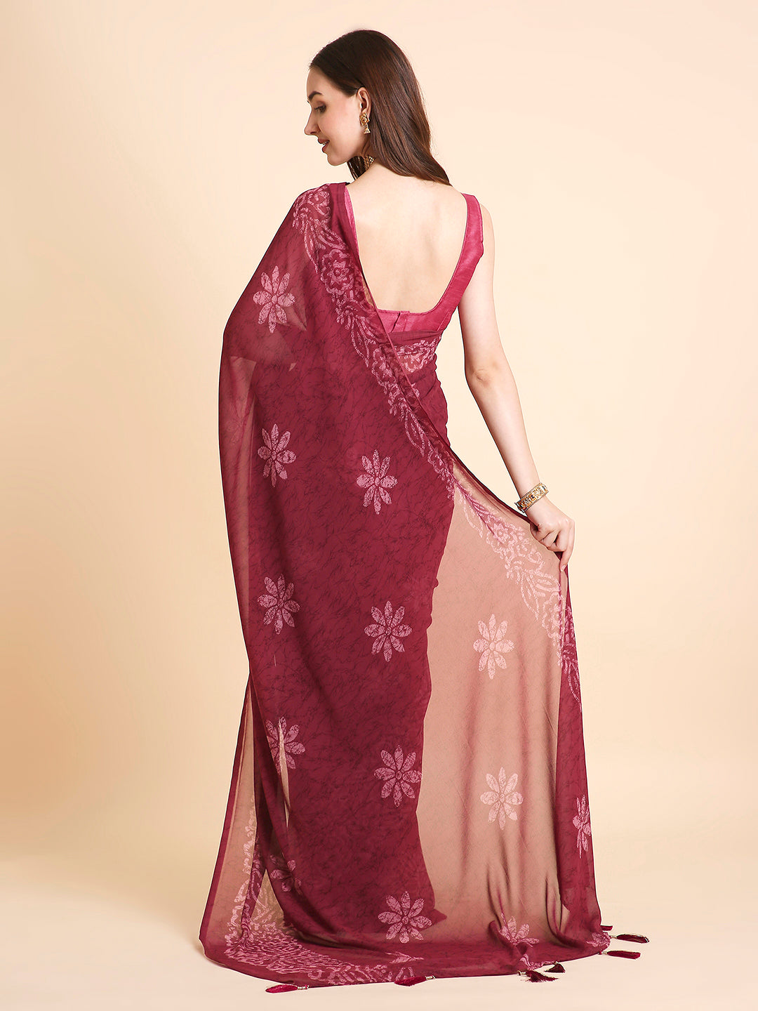 Georgette Batik Printed Saree with Unstitched Blouse Piece