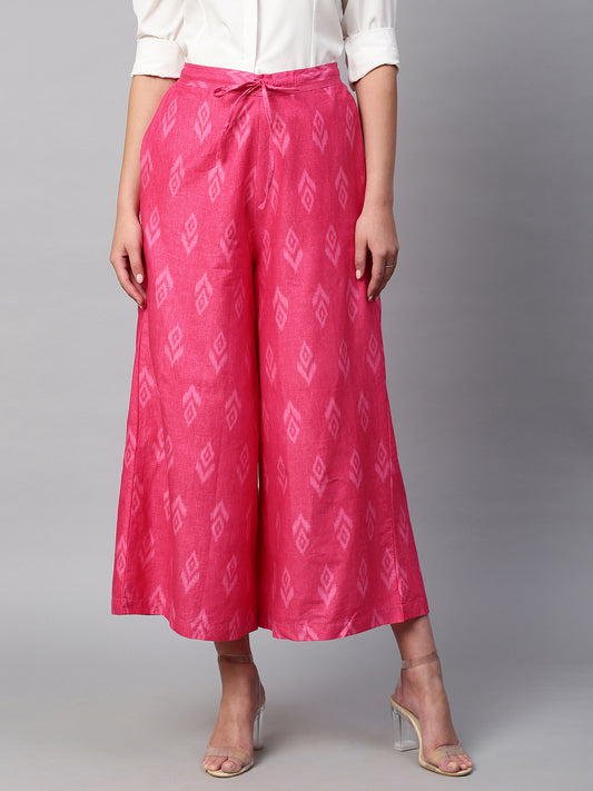 Women's Cotton Printed Loose Fit Flared Wide Leg Palazzo Pants