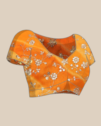 Shimmer Georgette Leheriya Printed Saree with Embroidered Blouse Piece