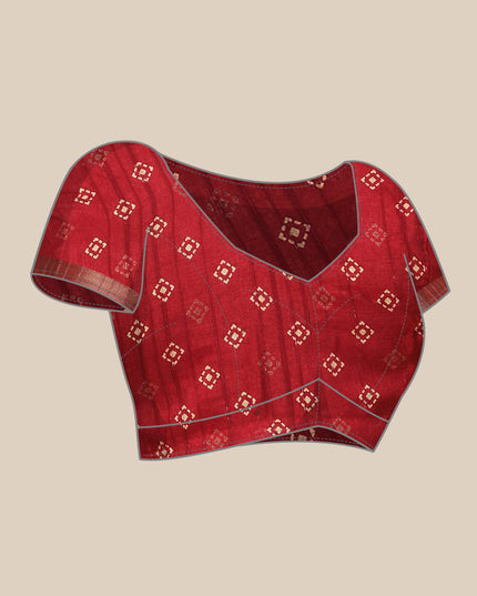 Printed Art Silk Saree with Unstitched Blouse Piece