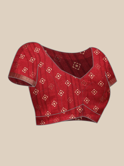 Printed Art Silk Saree with Unstitched Blouse Piece