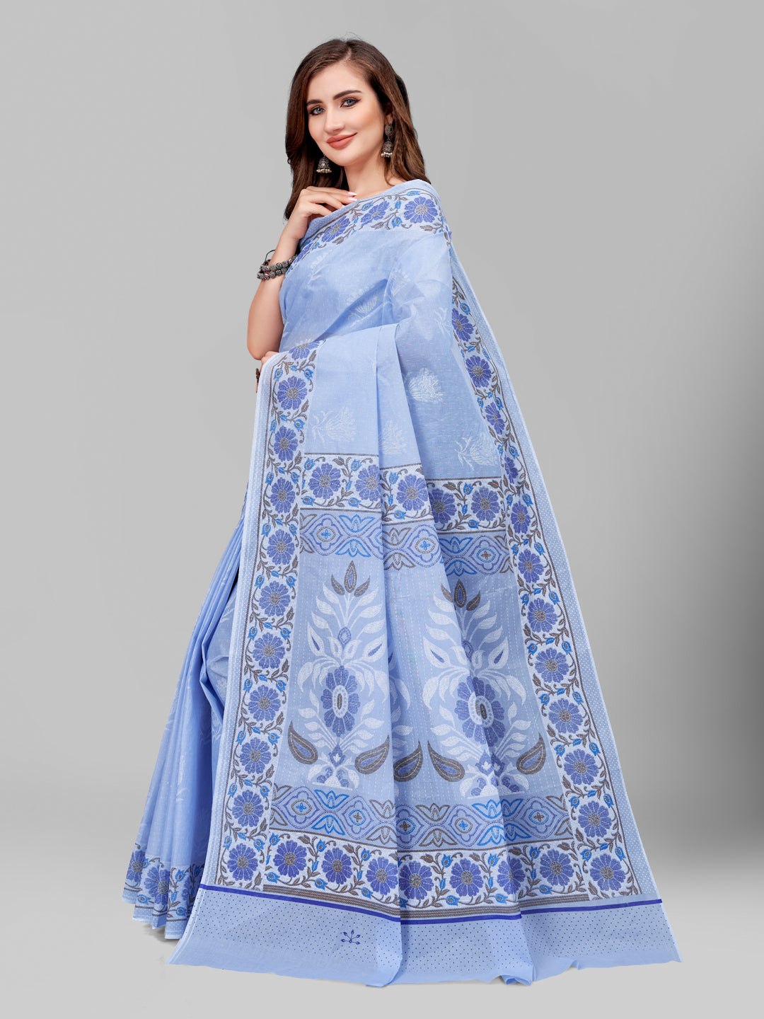 Pure Cotton Printed Mulmul Saree for Women with Blouse Piece