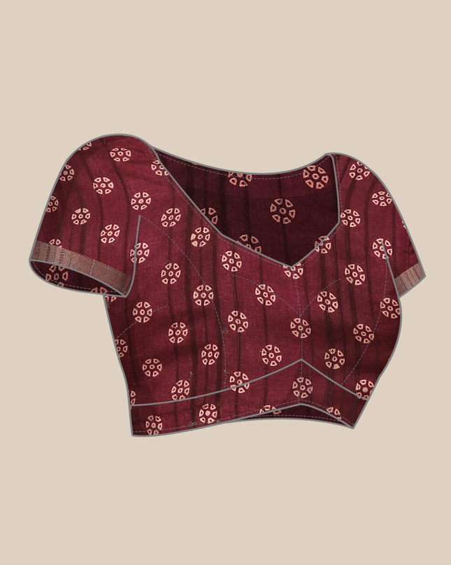 Printed Art Silk Saree with Unstitched Blouse Piece