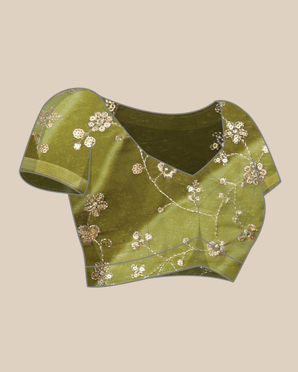 Shimmer Georgette Leheriya Printed Saree with Embroidered Blouse Piece
