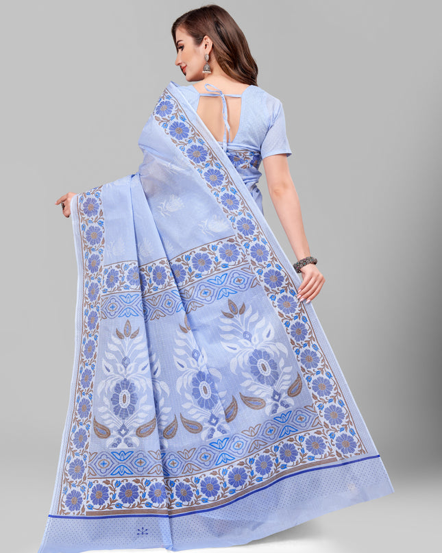Pure Cotton Printed Mulmul Saree for Women with Blouse Piece