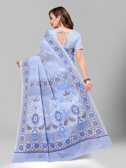 Pure Cotton Printed Mulmul Saree for Women with Blouse Piece