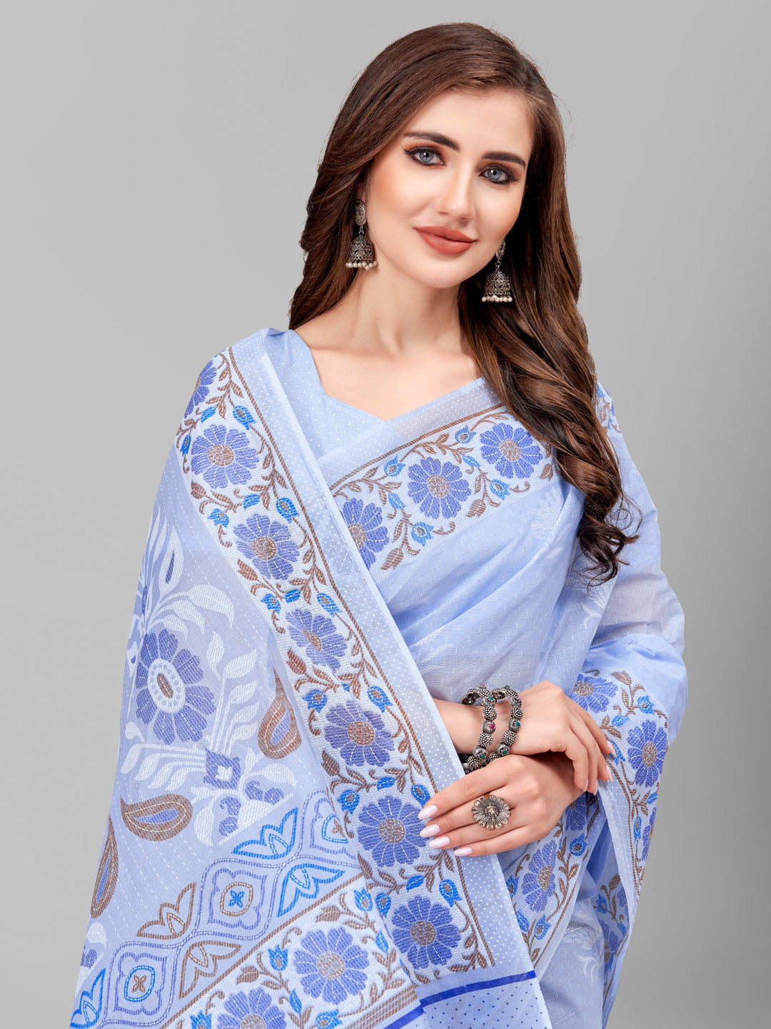 Pure Cotton Printed Mulmul Saree for Women with Blouse Piece
