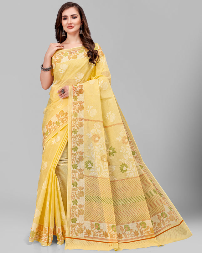 Pure Cotton Printed Mulmul Saree for Women with Blouse Piece
