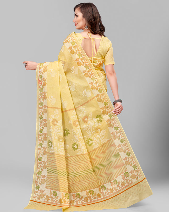 Pure Cotton Printed Mulmul Saree for Women with Blouse Piece