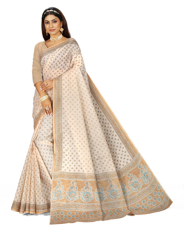 Pure Cotton Printed Mulmul Saree for Women without Blouse Piece