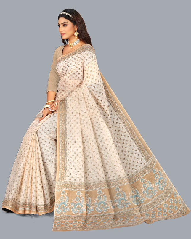 Pure Cotton Printed Mulmul Saree for Women without Blouse Piece