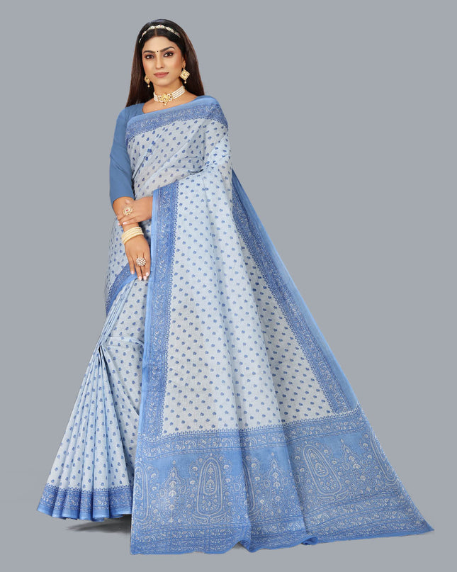 Pure Cotton Printed Mulmul Saree for Women without Blouse Piece