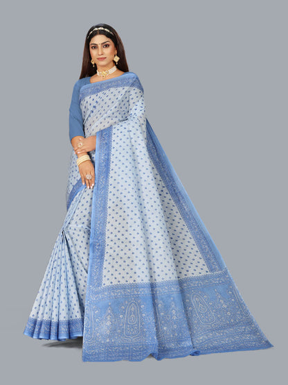 Pure Cotton Printed Mulmul Saree for Women without Blouse Piece