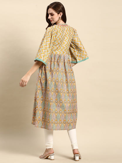 Cotton Printed Anarkali Paisley Shell Kurta