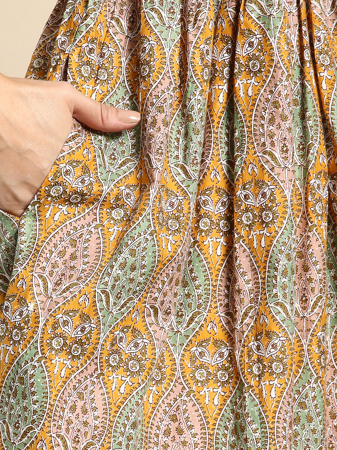 Cotton Printed Anarkali Paisley Shell Kurta