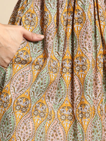 Cotton Printed Anarkali Paisley Shell Kurta