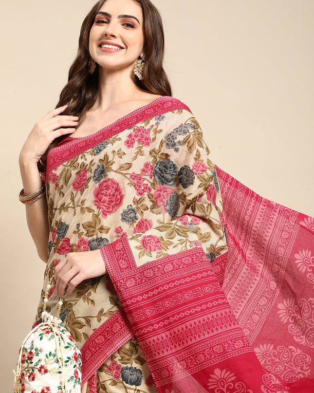 Pure Cotton Printed Mulmul Saree for Women with Blouse Piece