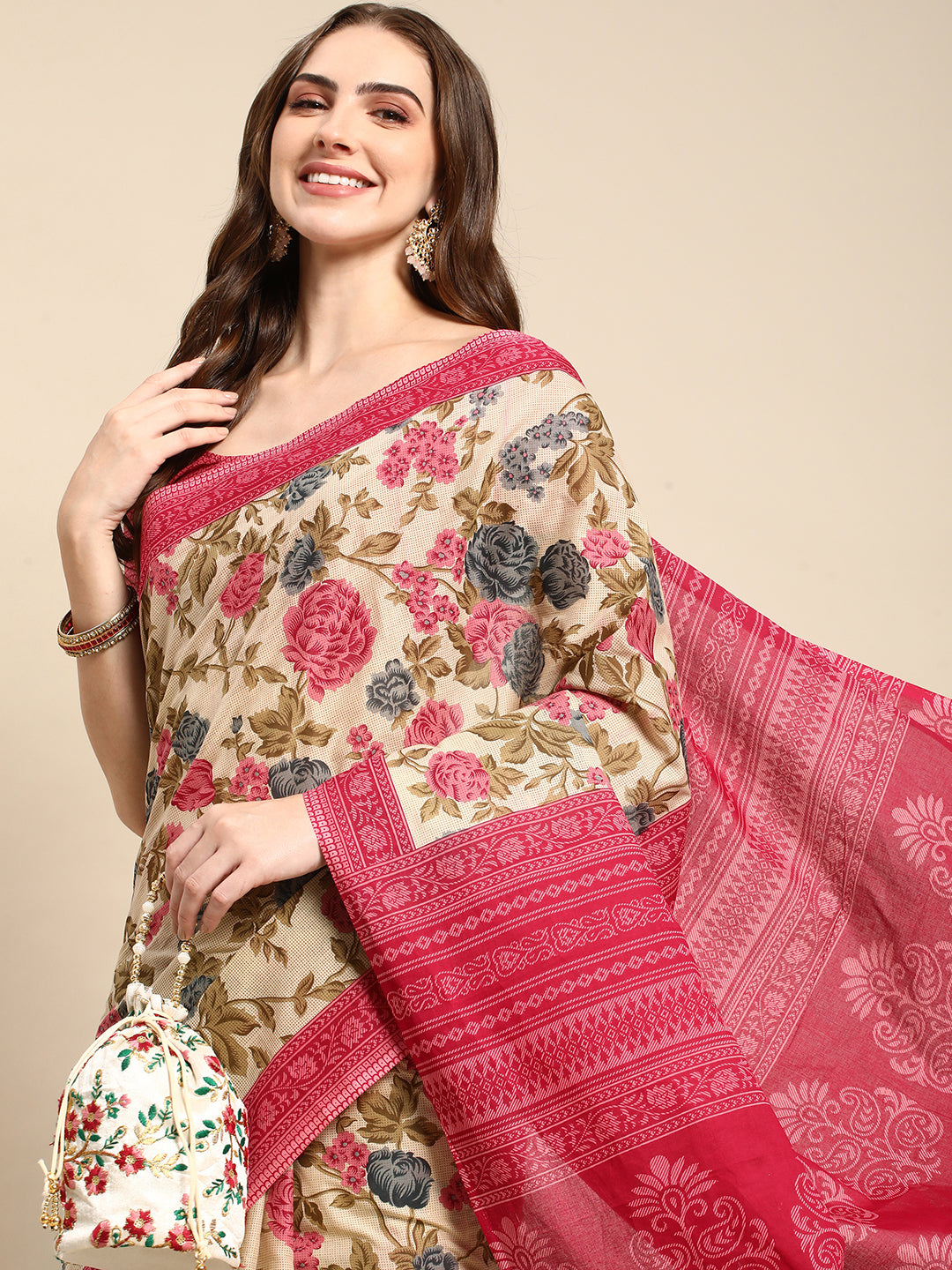 Pure Cotton Printed Mulmul Saree for Women with Blouse Piece