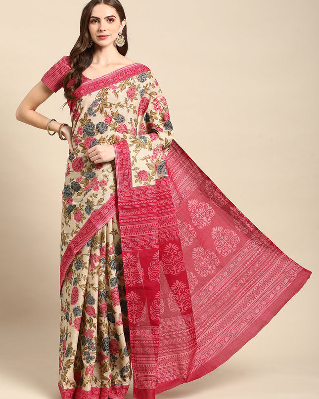 Pure Cotton Printed Mulmul Saree for Women with Blouse Piece