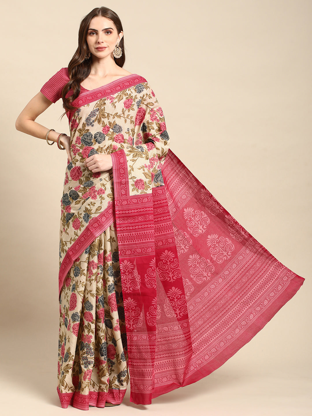 Pure Cotton Printed Mulmul Saree for Women with Blouse Piece