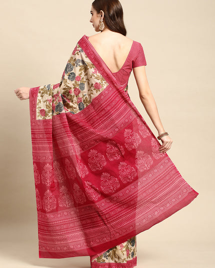 Pure Cotton Printed Mulmul Saree for Women with Blouse Piece