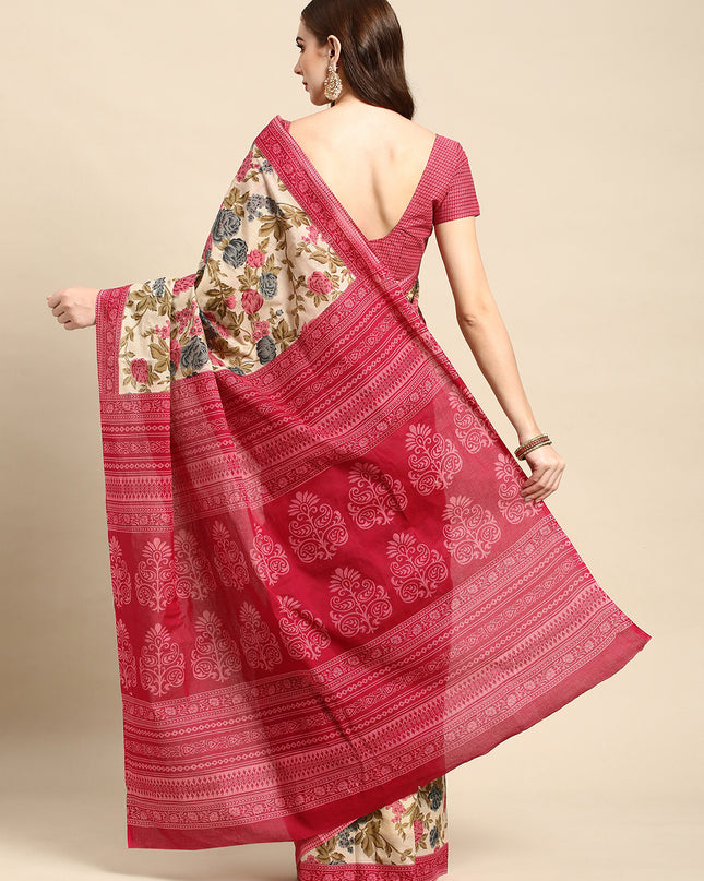 Pure Cotton Printed Mulmul Saree for Women with Blouse Piece
