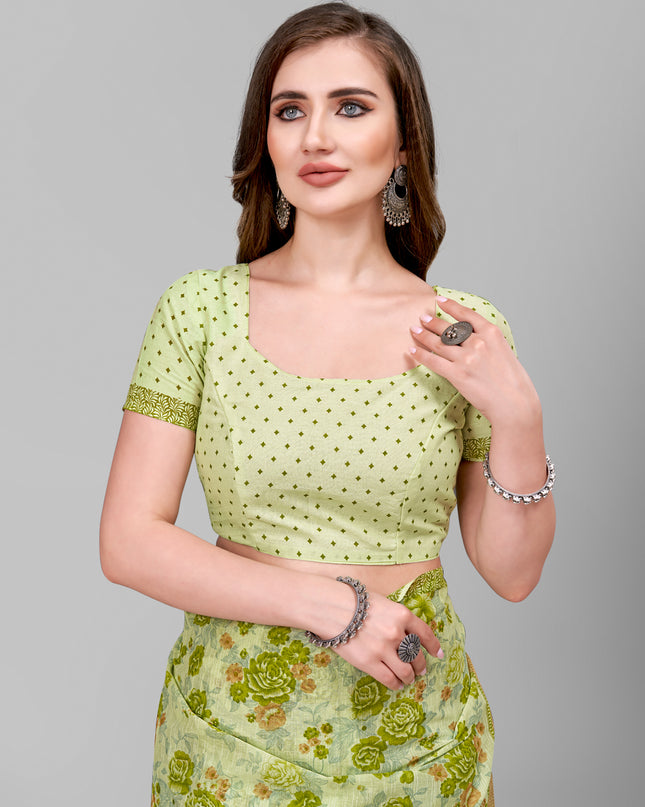 Pure Cotton Printed Mulmul Saree for Women with Blouse Piece