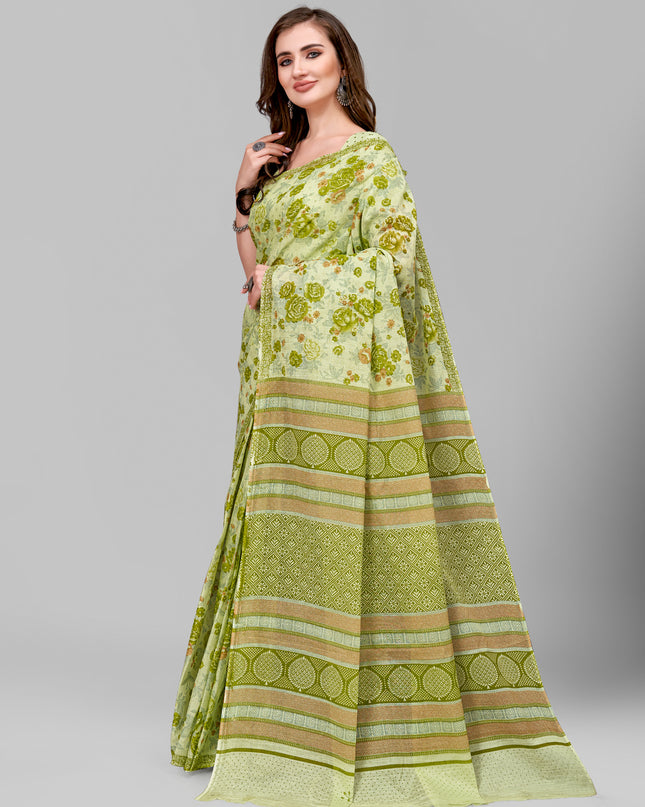 Pure Cotton Printed Mulmul Saree for Women with Blouse Piece