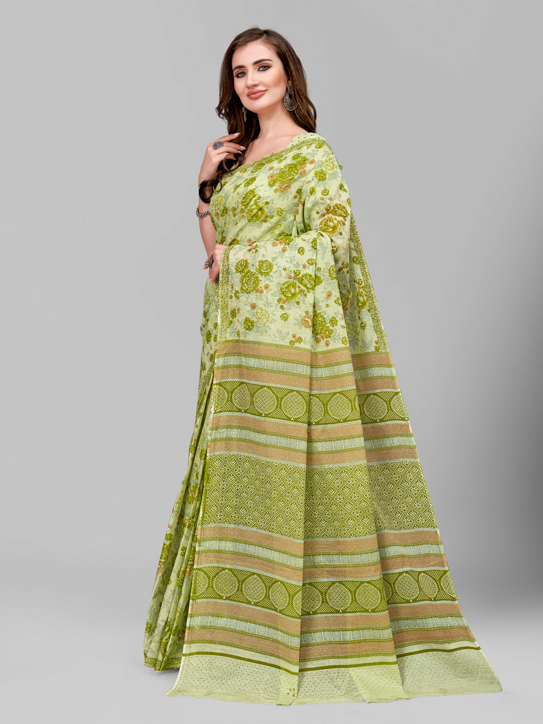 Pure Cotton Printed Mulmul Saree for Women with Blouse Piece