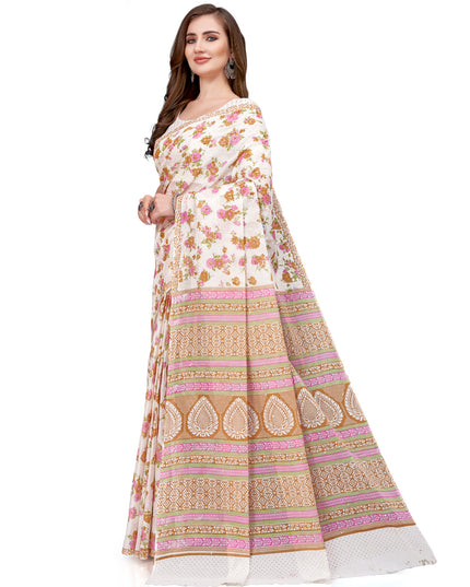 Pure Cotton Printed Mulmul Saree for Women with Blouse Piece