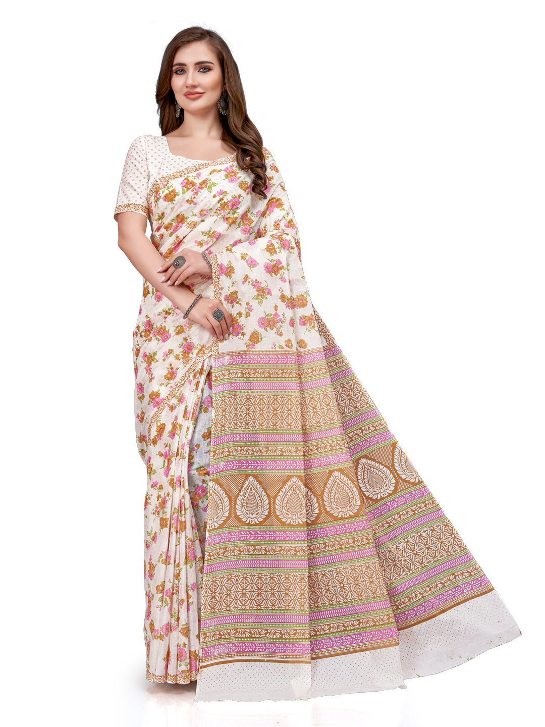 Pure Cotton Printed Mulmul Saree for Women with Blouse Piece
