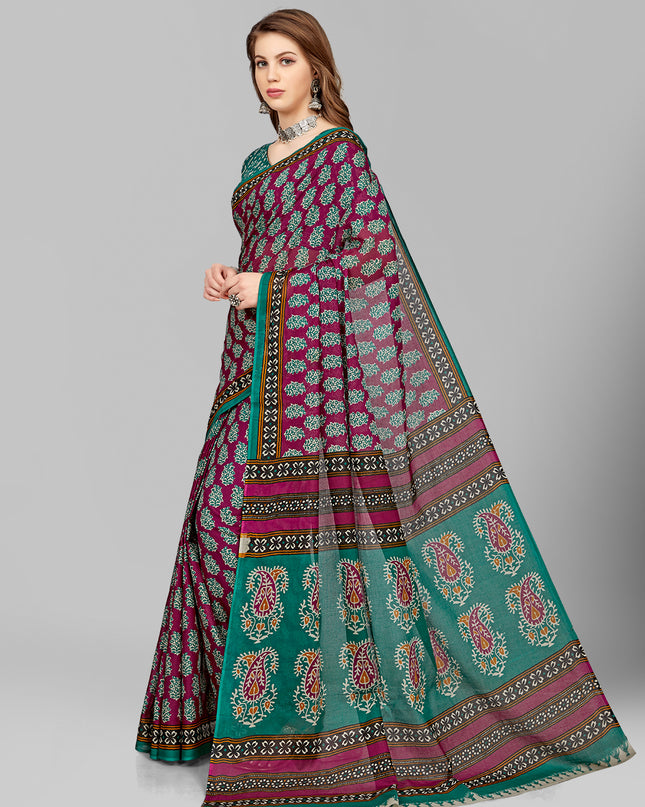 Pure Cotton Printed Mulmul Saree for Women with Blouse Piece