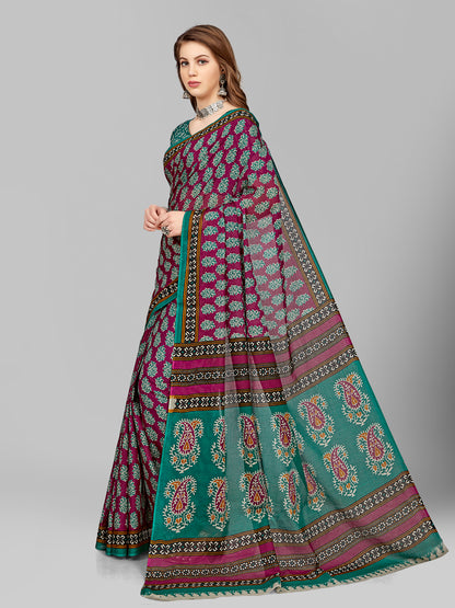 Pure Cotton Printed Mulmul Saree for Women with Blouse Piece