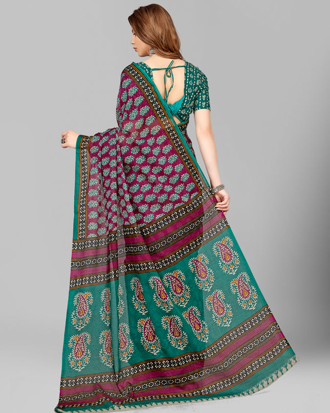 Pure Cotton Printed Mulmul Saree for Women with Blouse Piece