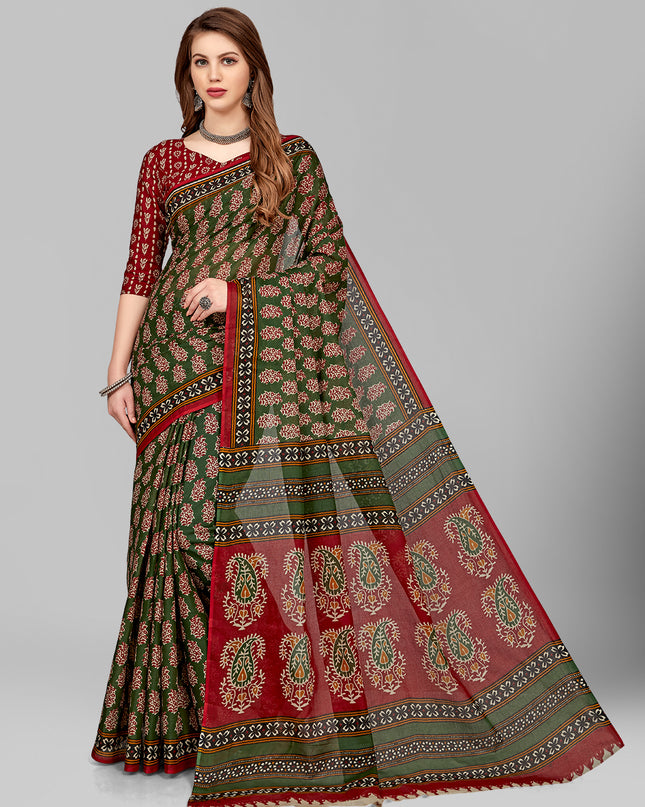 Pure Cotton Printed Mulmul Saree for Women with Blouse Piece