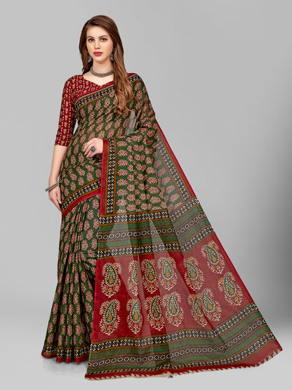 Pure Cotton Printed Mulmul Saree for Women with Blouse Piece