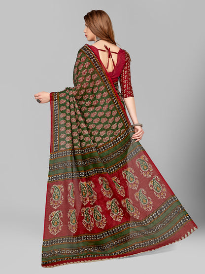 Pure Cotton Printed Mulmul Saree for Women with Blouse Piece