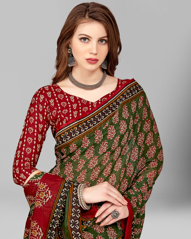 Pure Cotton Printed Mulmul Saree for Women with Blouse Piece