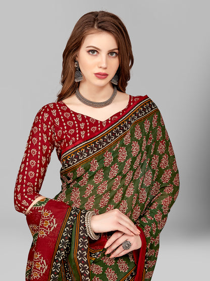 Pure Cotton Printed Mulmul Saree for Women with Blouse Piece