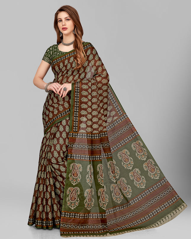 Pure Cotton Printed Mulmul Saree for Women with Blouse Piece