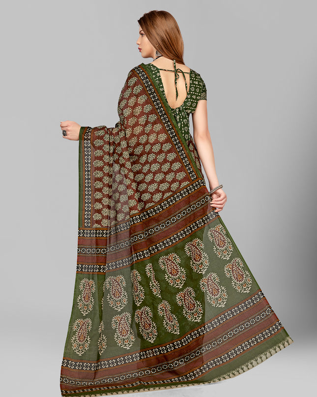 Pure Cotton Printed Mulmul Saree for Women with Blouse Piece