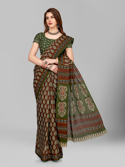 Pure Cotton Printed Mulmul Saree for Women with Blouse Piece